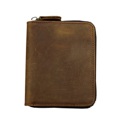 Vintage Bifold Leather Men's Zipper Small Wallet billfold Zipper Wallet For Men - iwalletsmen