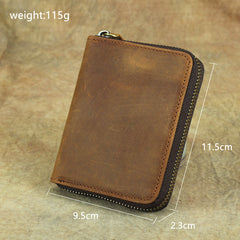 Vintage Bifold Leather Men's Zipper Small Wallet billfold Zipper Wallet For Men - iwalletsmen