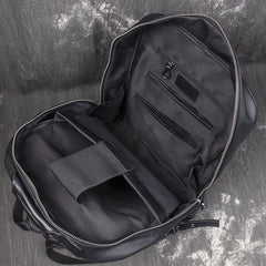 Cool Black Leather Mens Backpacks 15inch Laptop Backpacks School Backpack for Men - iwalletsmen