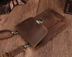 Brown Leather Small Belt Pouch Belt Bag Small Shoulder Bag Side Bag For Men - iwalletsmen