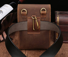 Brown Leather Small Belt Pouch Belt Bag Small Shoulder Bag Side Bag For Men - iwalletsmen