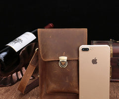 Brown Leather Small Belt Pouch Belt Bag Small Shoulder Bag Side Bag For Men - iwalletsmen