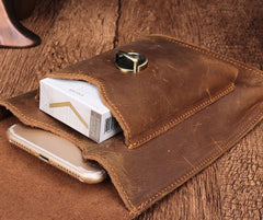 Brown Leather Small Belt Pouch Belt Bag Small Shoulder Bag Side Bag For Men - iwalletsmen