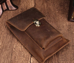Brown Leather Small Belt Pouch Belt Bag Small Shoulder Bag Side Bag For Men - iwalletsmen
