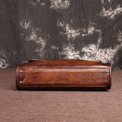 Vintage Brown Leather Men's Small Vertical Messenger Bag Side Bag Courier Bag For Men - iwalletsmen