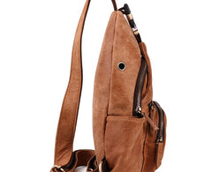 Cool Camel Leather Chest Bag Sling Bag Sling Crossbody Bags For Men - iwalletsmen