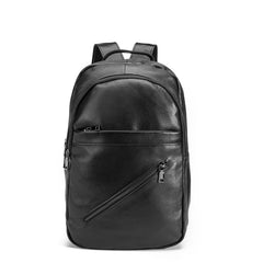 Cool Black Mens Leather College Backpack Laptop Backpack Black Travel Backpack for Men - iwalletsmen