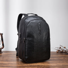Cool Black Mens Leather College Backpack Laptop Backpack Black Travel Backpack for Men - iwalletsmen