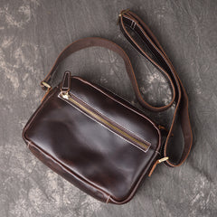 Cool Brown Leather Men's Small Shoulder Bag Messenger Bag Side Bag For Men - iwalletsmen