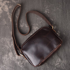 Cool Brown Leather Men's Small Shoulder Bag Messenger Bag Side Bag For Men - iwalletsmen