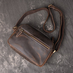 Cool Brown Leather Men's Small Shoulder Bag Messenger Bag Side Bag For Men - iwalletsmen