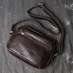 Cool Brown Leather Men's Small Shoulder Bag Messenger Bag Side Bag For Men - iwalletsmen