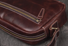 Cool Brown Leather Men's Small Shoulder Bag Messenger Bag Side Bag For Men - iwalletsmen