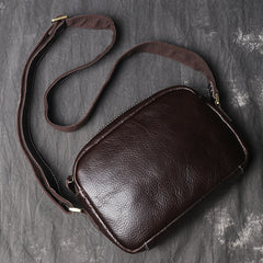 Cool Brown Leather Men's Small Shoulder Bag Messenger Bag Side Bag For Men - iwalletsmen