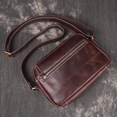 Cool Brown Leather Men's Small Shoulder Bag Messenger Bag Side Bag For Men - iwalletsmen