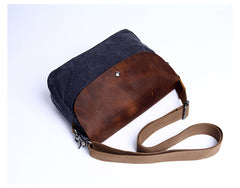Casual Waxed Canvas Leather Mens MIni Side Bag Gray Courier Bag Messenger Bag for Men - iwalletsmen