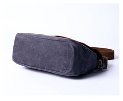 Casual Waxed Canvas Leather Mens MIni Side Bag Gray Courier Bag Messenger Bag for Men - iwalletsmen