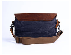 Casual Waxed Canvas Leather Mens MIni Side Bag Gray Courier Bag Messenger Bag for Men - iwalletsmen