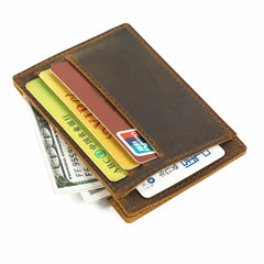 VINTAGE BROWN LEATHER MEN'S FRONT POCKET WALLETs BLACK SLIM CARD billfold WALLET SMALL WALLET FOR MEN - iwalletsmen