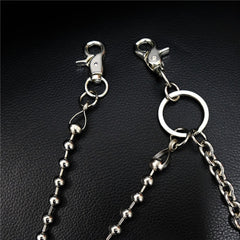 Fashion Silver Mens Long Pants Chain Biker Wallet Chain Beaded Trousers Chain For Men - iwalletsmen