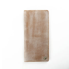 Simple Handmade Mens Brown Slim Long Wallet Blue Bifold Slim Card Wallet Clutch Wallet For Men - iwalletsmen