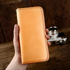 Handmade Vintage Mens Leather Black Long Wallet Dark Brown Cool Long Card Wallet for Men - iwalletsmen