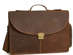 Leather Mens Vintage Briefcase 13inch laptop Handbags Shoulder Bags For Men - iwalletsmen