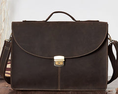 Leather Mens Vintage Briefcase 13inch laptop Handbags Shoulder Bags For Men - iwalletsmen