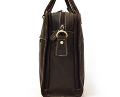 Vintage Leather Mens 14inch Briefcase Handbags Laptop Bag Work Bag For Men - iwalletsmen