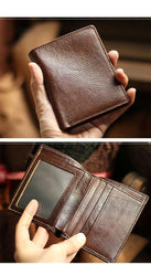 Slim Leather Mens Business SMall Bifold Wallet Bifold billfold Wallet Small Front Pocket Wallet For Men - iwalletsmen
