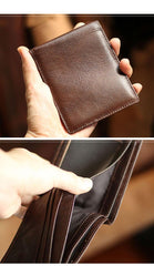 Slim Leather Mens Business SMall Bifold Wallet Bifold billfold Wallet Small Front Pocket Wallet For Men - iwalletsmen