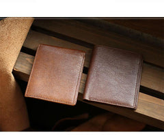 Slim Leather Mens Business SMall Bifold Wallet Bifold billfold Wallet Small Front Pocket Wallet For Men - iwalletsmen