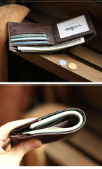 Slim Leather Mens Business SMall Bifold Wallet Bifold billfold Wallet Small Front Pocket Wallet For Men - iwalletsmen