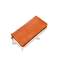 Cool Leather Mens Black Slim Long Wallet Zipper Bifold Card Wallet Clutch Wallet For Men - iwalletsmen