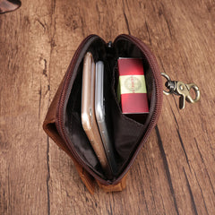 Small Mens Leather CELL PHONE HOLSTER Belt Bag Belt Pouch Waist Bag For Men - iwalletsmen