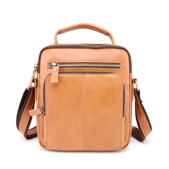 Cool Brown Leather Men's Small Vertical Side Bag Blue Vertical Messenger Bag For Men - iwalletsmen