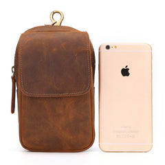 Cool Brown Leather Men's Cell Phone Holster Brown Belt Bag Belt Pouch For Men - iwalletsmen