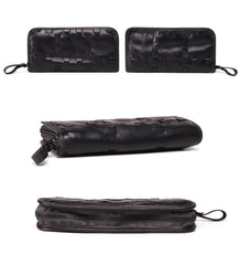 Vintage Brown Leather Men's Clutch Long Wallet Zipper Black Wristlet Wallet For Men - iwalletsmen