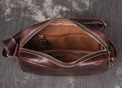 Vintage Small Brown Leather Men's Side Bag Black Courier Bag Messenger Bag For Men - iwalletsmen