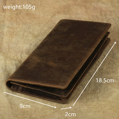 Vintage Brown Leather Men's Long Wallet Bifold Long Slim Wallet For Men - iwalletsmen