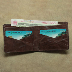 Vintage Brown Leather Men's Bifold Small Wallet Black Slim Vertical billfold Wallet For Men - iwalletsmen