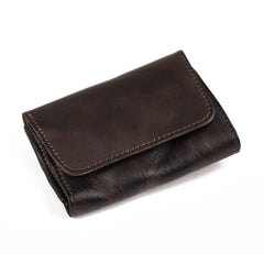 Vintage Brown Leather Men's Small Wallet Card Wallet Black billfold Front Pocket Wallet For Men - iwalletsmen