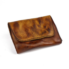 Vintage Brown Leather Men's Small Wallet Card Wallet Black billfold Front Pocket Wallet For Men - iwalletsmen