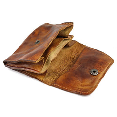 Vintage Brown Leather Men's Small Wallet Card Wallet Black billfold Front Pocket Wallet For Men - iwalletsmen