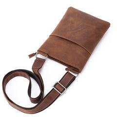 Vintage Brown Leather Men's Small Vertical Side Bag Small Messenger Bag For Men - iwalletsmen