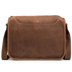 Vintage Brown Leather Men's Side Bag Coffee Courier Bag Shoulder Bag For Men - iwalletsmen