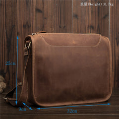 Vintage Brown Leather Men's Side Bag Coffee Courier Bag Shoulder Bag For Men - iwalletsmen