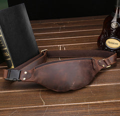 Vintage Brown Leather Men's Fanny Pack Waist Bag Brown Hip Pack Chest Bag For Men - iwalletsmen