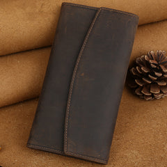 Cool Leather Wallet Men's Trifold Long Wallet Vintage Long Wallet For Men - iwalletsmen