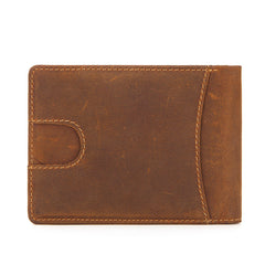 Vintage Brown Leather Men's Slim Small Bifold Wallet Front Pocket billfold Wallet For Men - iwalletsmen